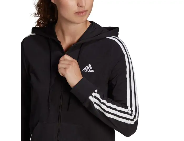 Adidas originals 3-stripes lock up boyfriend hoodie dames zwart online