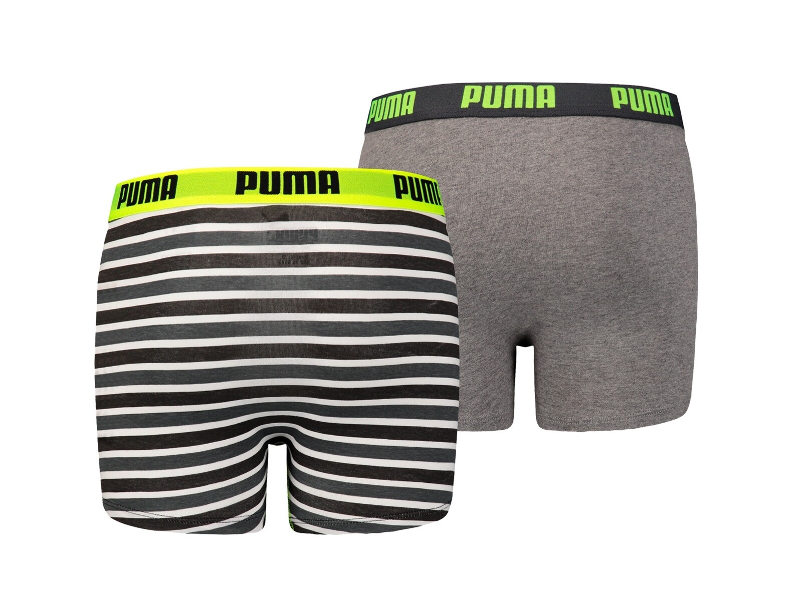 Puma - Boys Basic Boxer Printed Stripes 2P - Ondergoed Kids - 140 - Geel/Grijs