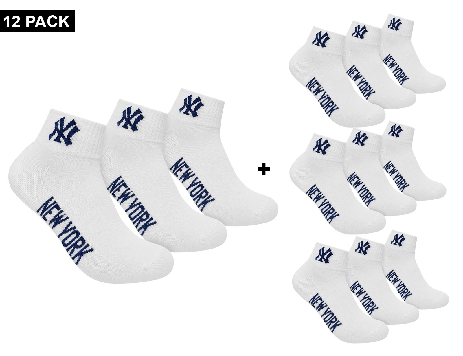 New York Yankees - 12-Pack Quarter Socks - 12 Paar Sokken