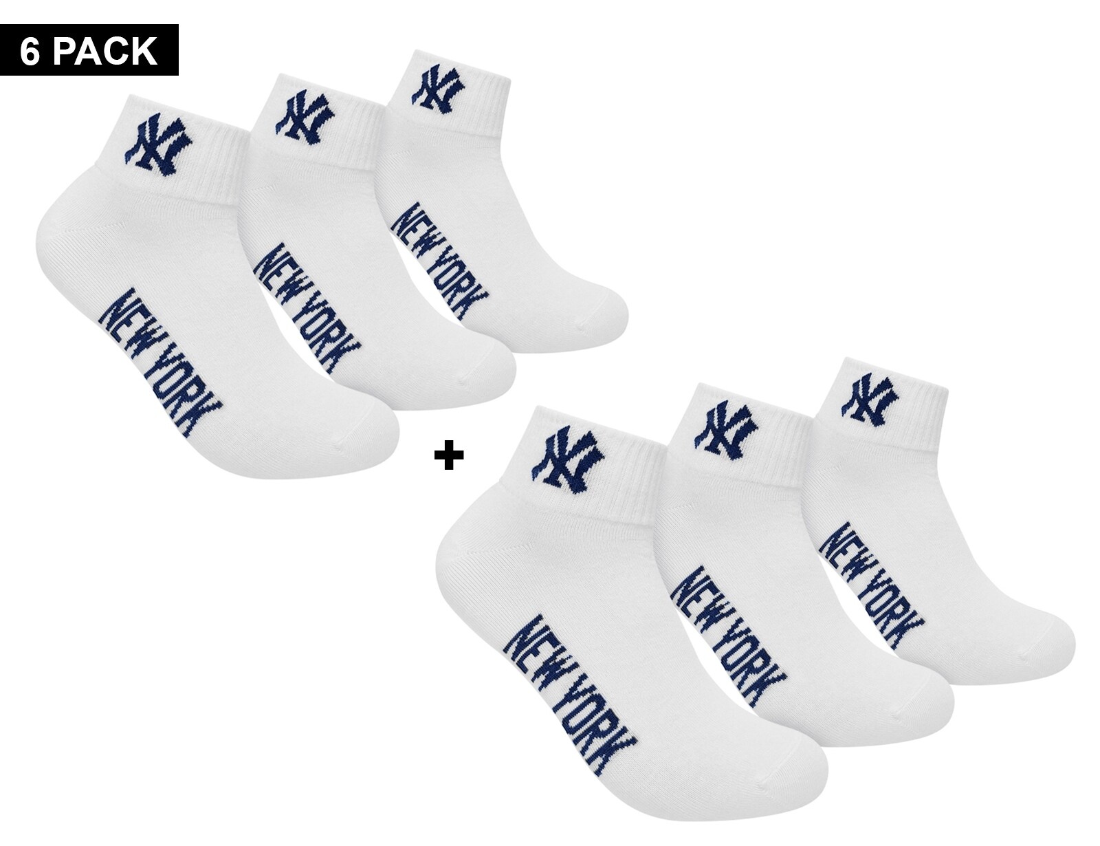 New York Yankees - 6-Pack Quarter Socks - Witte Sokken