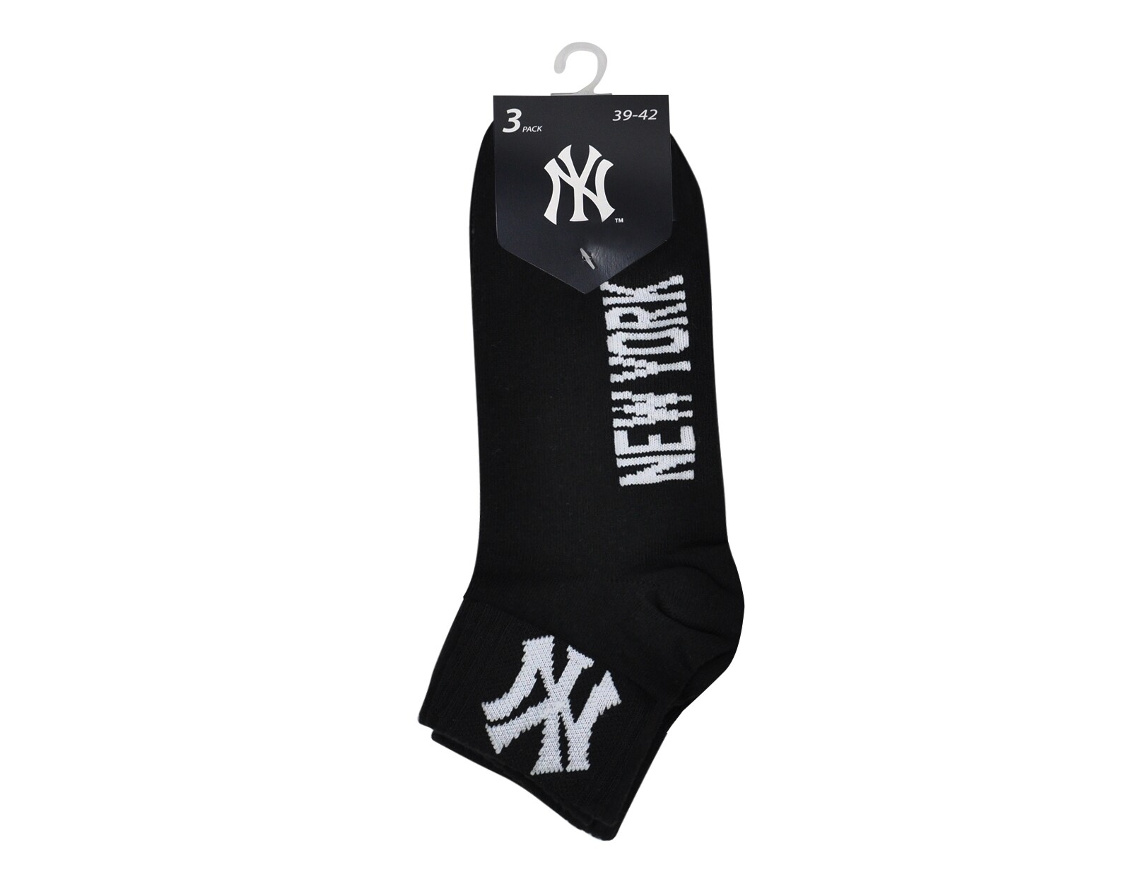 New York Yankees - 3-Pack Quarter Socks - Zwarte Sokken - 27 - 30 - Zwart