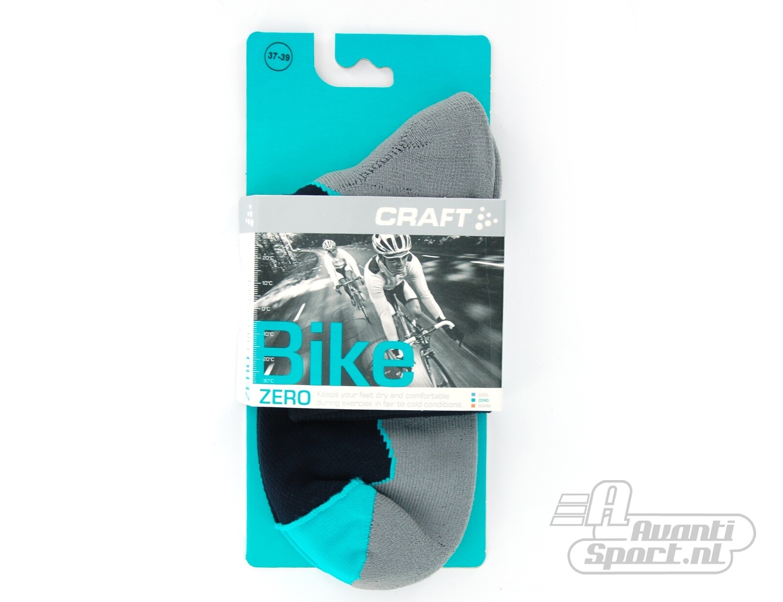 Craft - Active Bike Sock - Unisex Sokken Craft - 34 - 36 - Black/Grey/turquoise