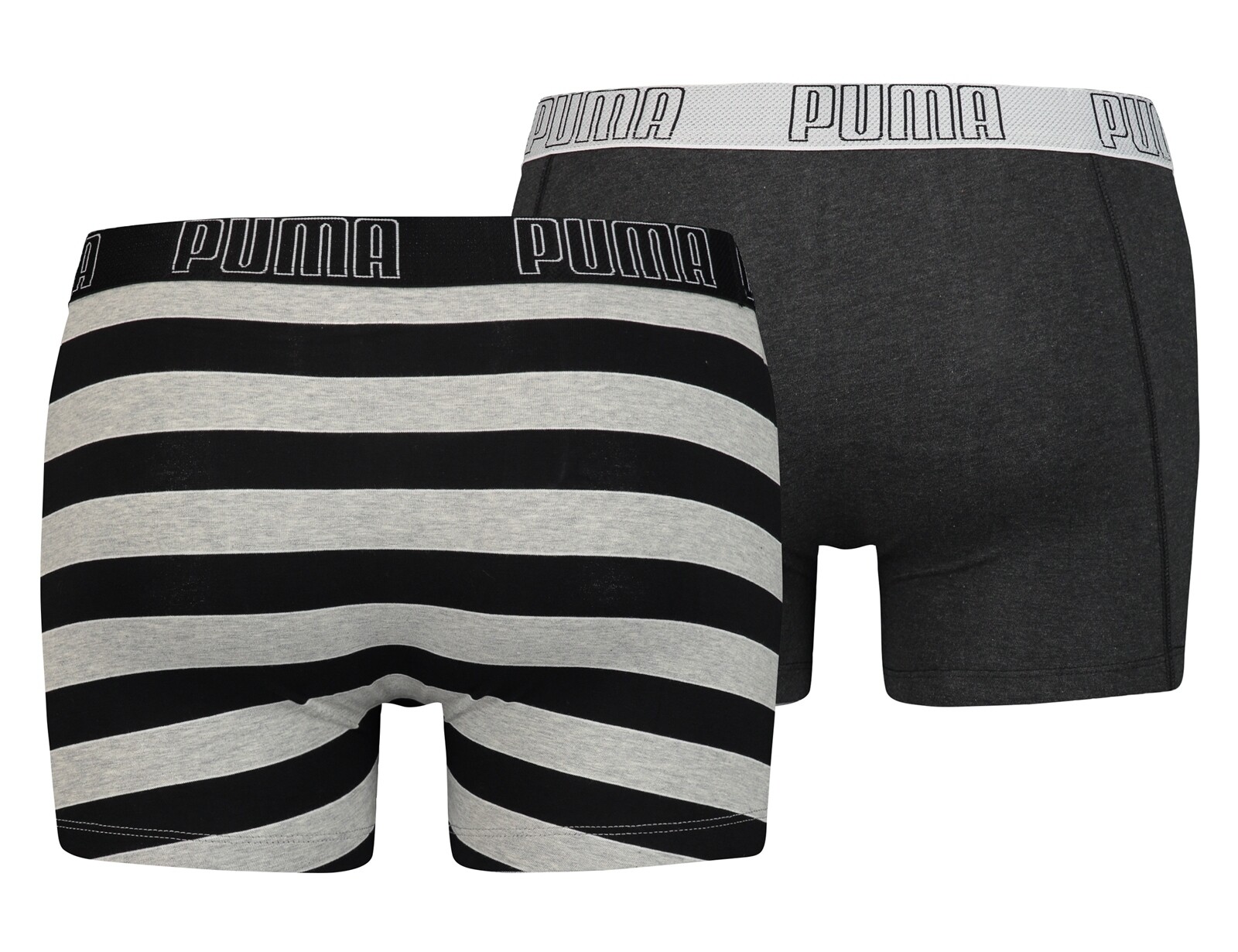 Puma - YD Bold Stripe Boxer 2P - Boxers 2-Pack - S - Grijs/Zwart