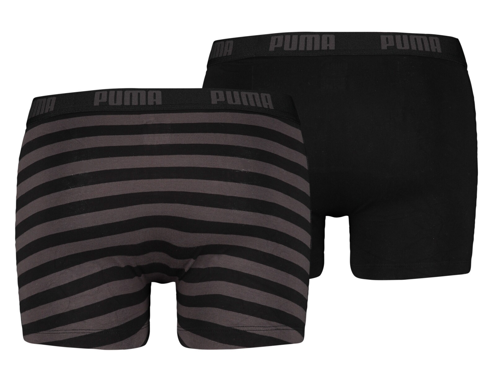 Puma - Stripe Boxer 2P - Gestreepte Boxers - S - Zwart