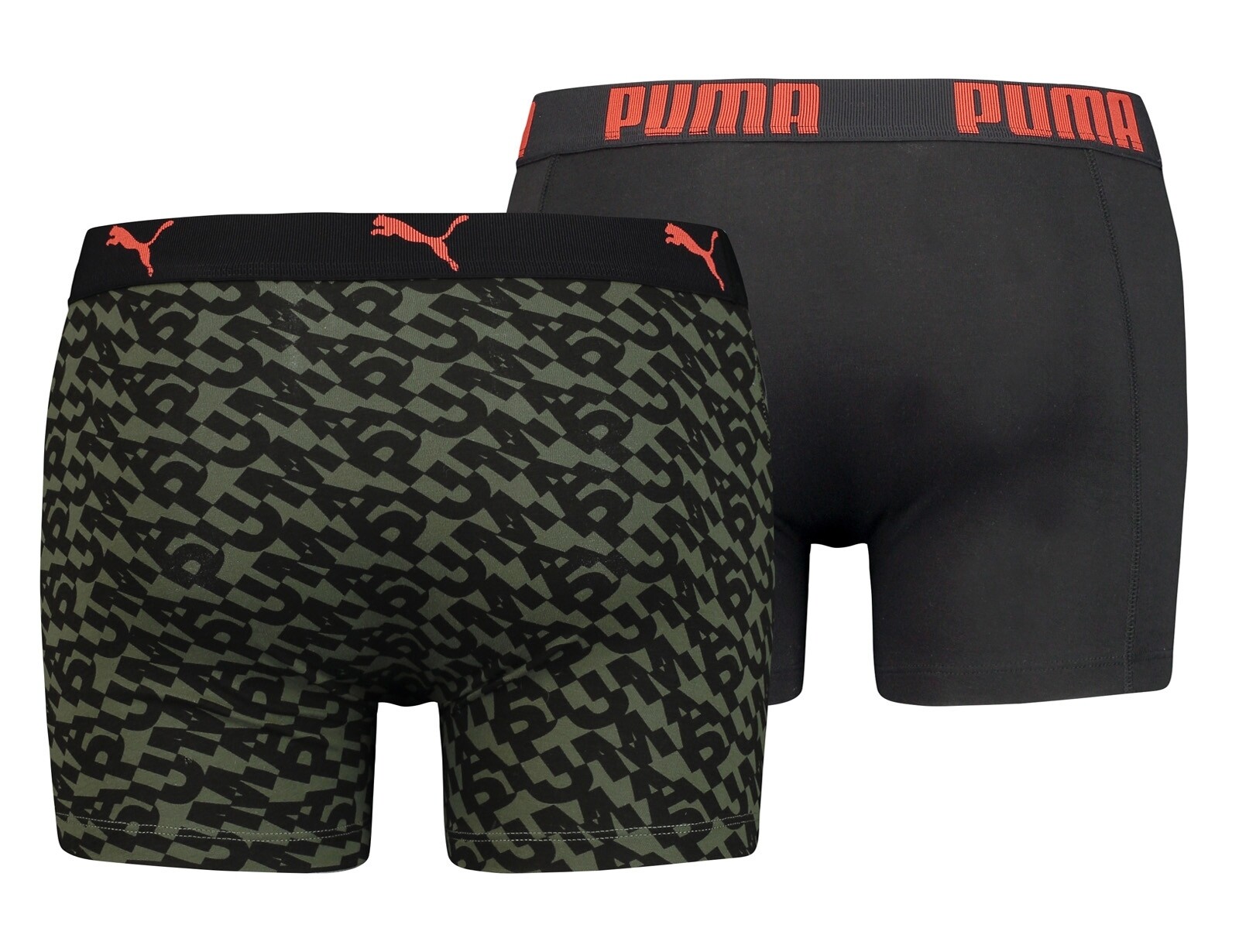 Puma - Logo AOP Boxer 2P - Boxershorts - S - Groen/Zwart
