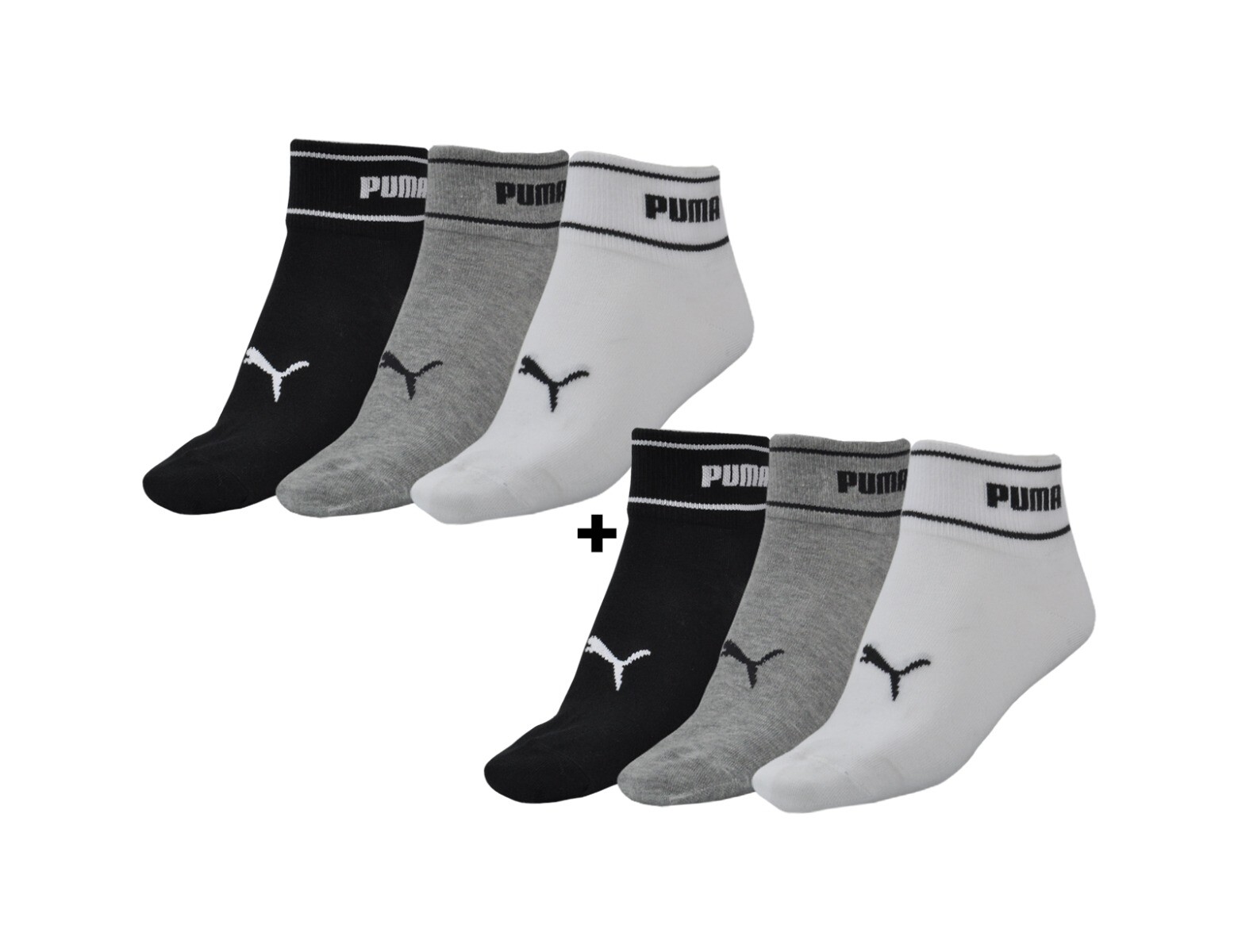 Puma - Unisex Quarter 6-Pack Promo - Zwart, Wit, Grijs