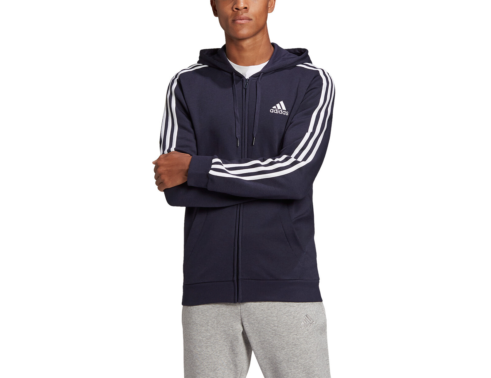 adidas - Essentials Fleece 3S Zip Hoodie - Herenvest