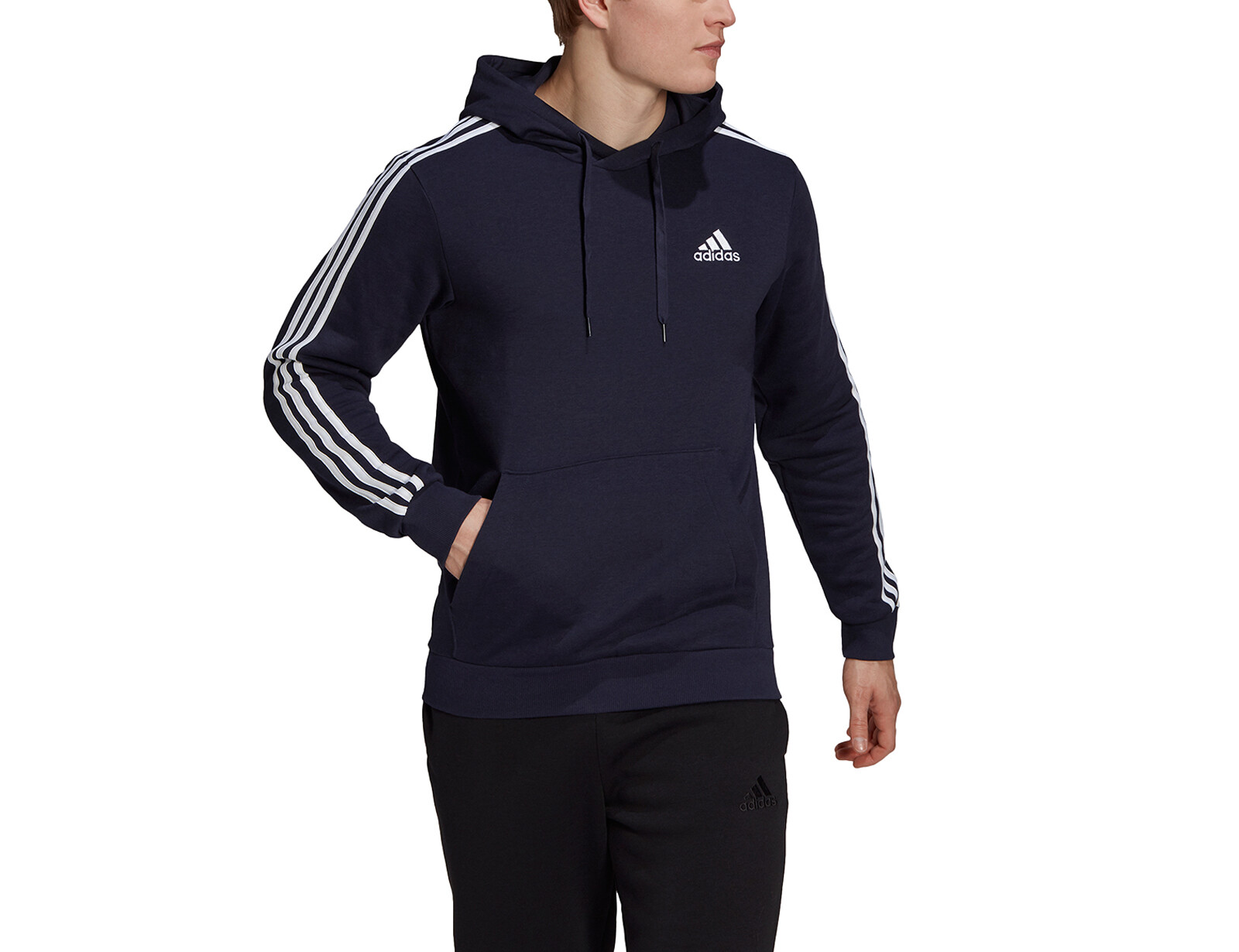 adidas - Essentials Fleece 3S Hoodie - Blauwe Hoodie