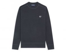 Fred Perry - Waffle Textured Crew Neck Jumper - Sweater Grijs