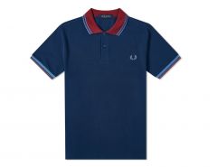 Fred Perry - Contrast Rib Polo Shirt - Blauwe Polo