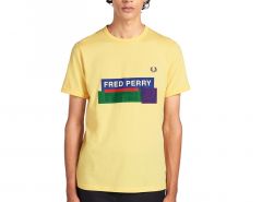 Fred Perry - Mixed Graphic T-shirt - Geel T-shirt