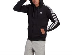 adidas - Essentials Fleece 3S Zip Hoodie - Zwart Vest