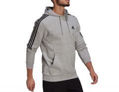 adidas - Essentials Fleece Cut 3-Stripes Hoodie - Grijze Hoodie