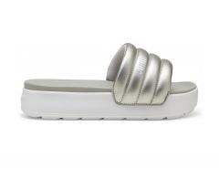 Puma - Karmen Slides Puffy - Zilverkleurige Slippers met Plateauzool