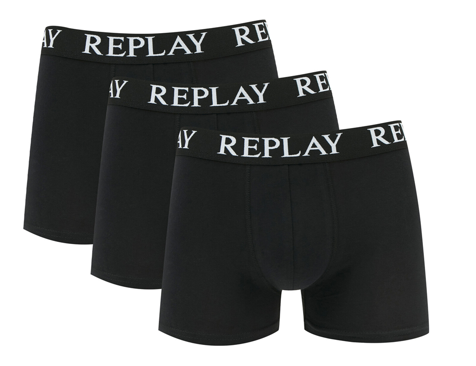Replay - Boxer Basic Cuff Logo 3 Pack - Zwart Ondergoed Heren