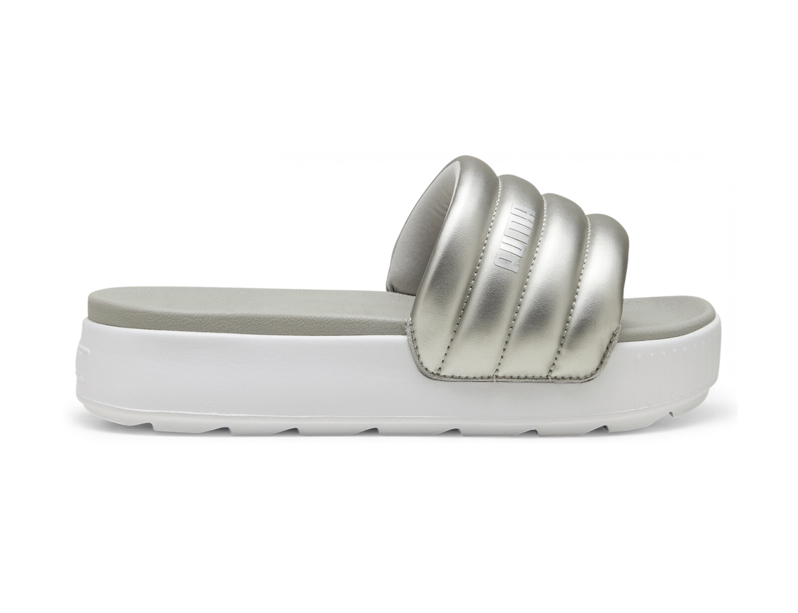 Puma - Karmen Slides Puffy - Zilverkleurige Slippers met Plateauzool